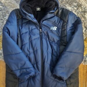 New Balance Navy & Black Quilted Hooded Jacket
